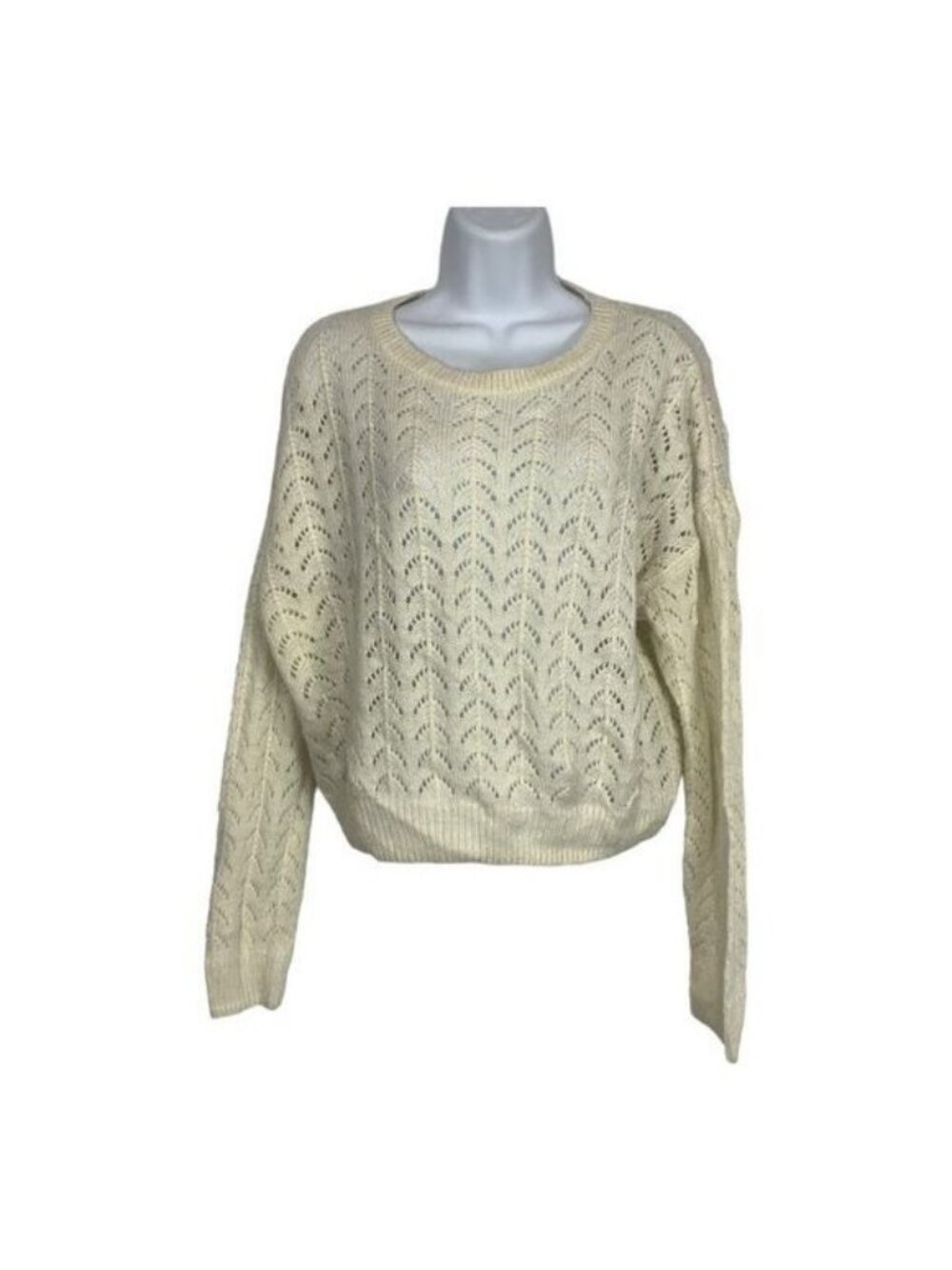 H&M Divided Womens Knit Sweater Size M Cream Long Sleeve Pullover Lightweight